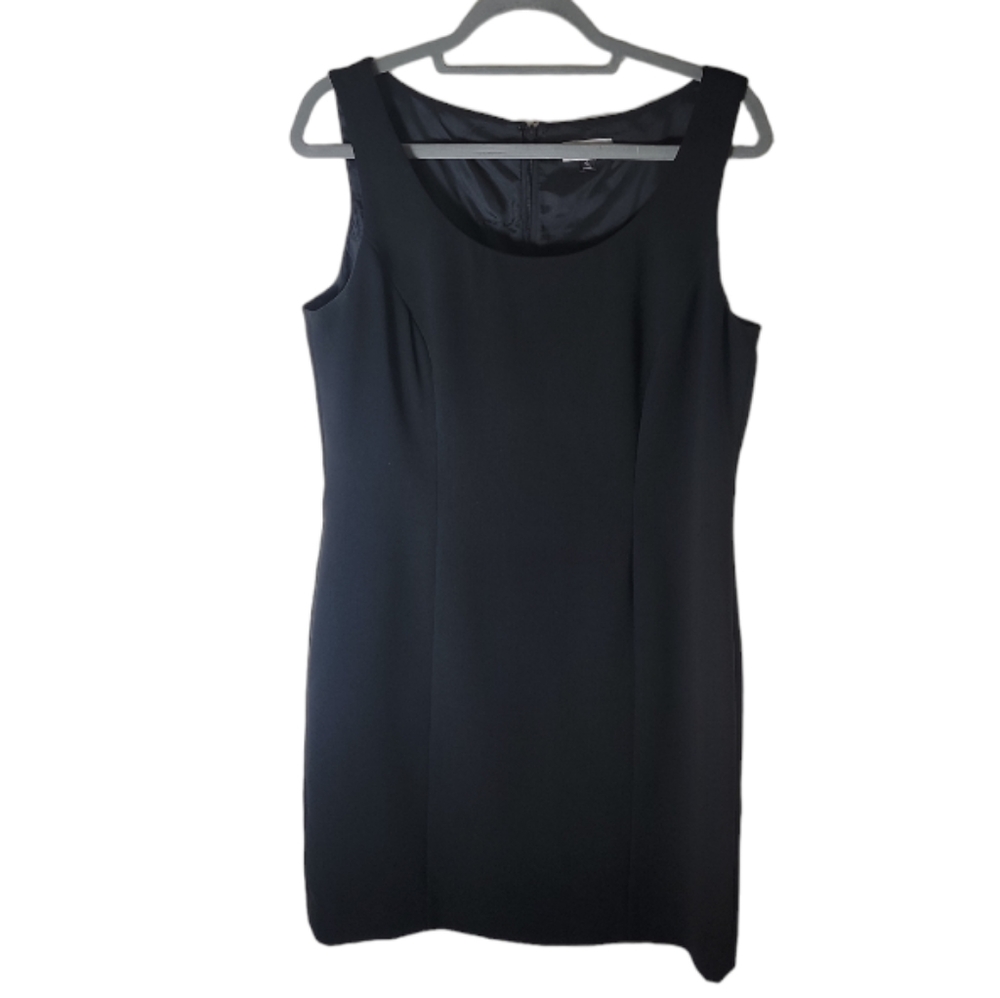Tahari Arthur S Levine black sleeveless sheath dress scoop neck women's size 12